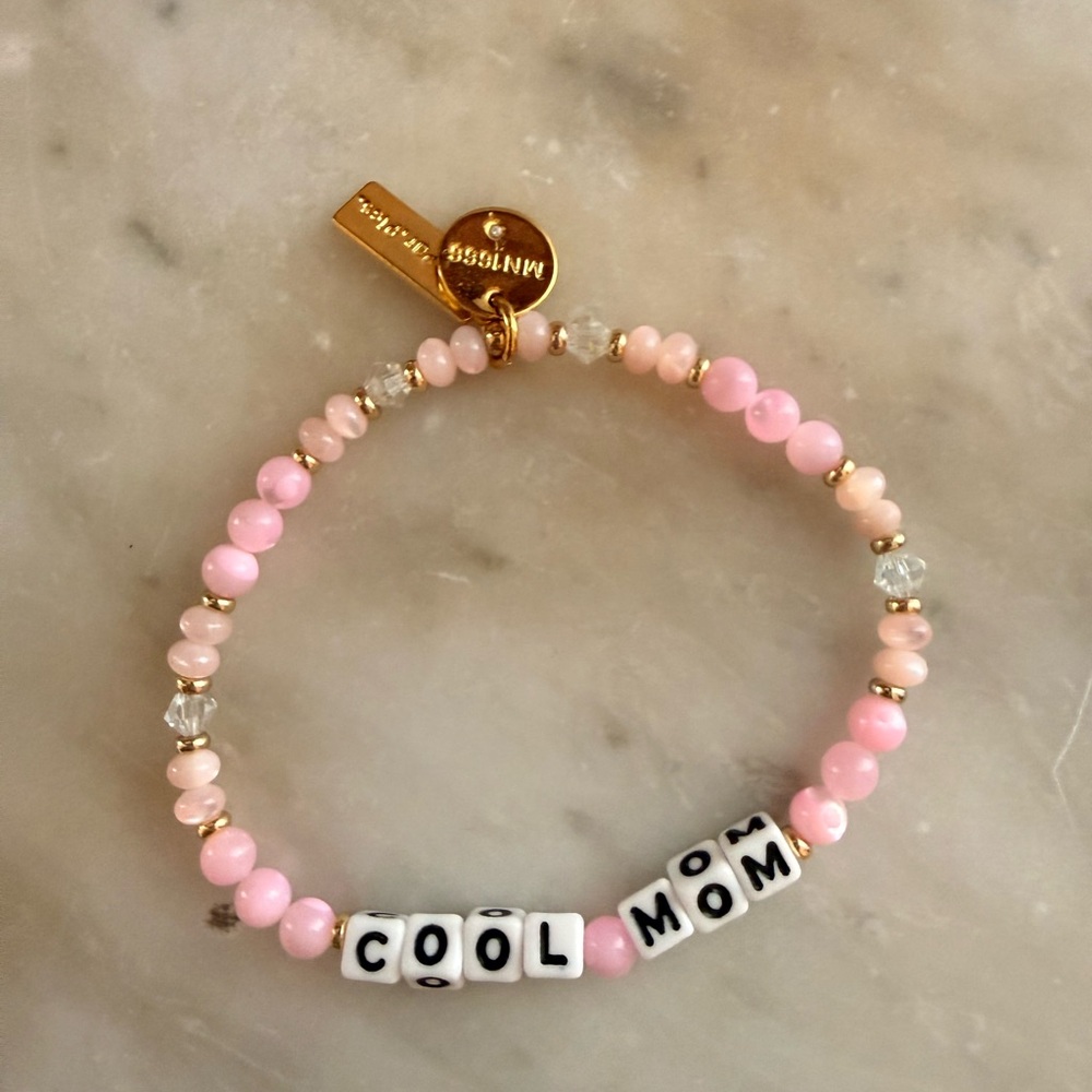 Pink and Gold 'Cool Mom' Beaded Bracelet
